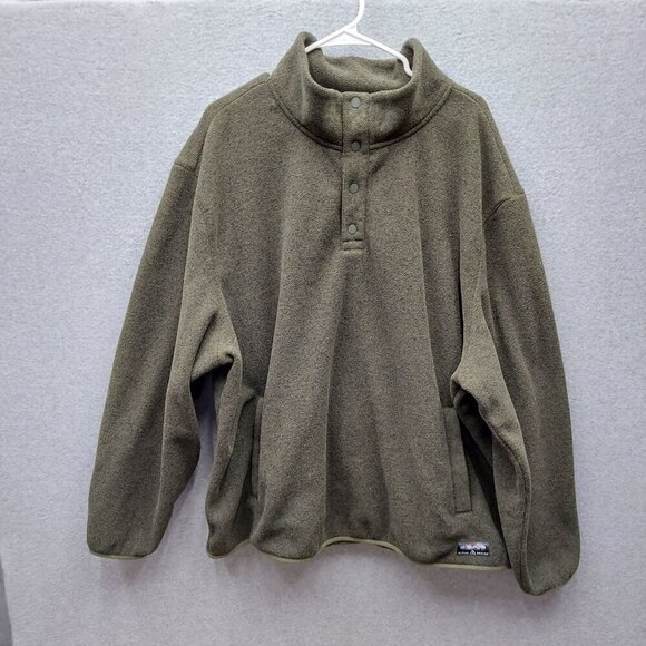 Alpine Design Mens XXL Olive Green Fleece Pullover Jacket With Snap Collar - Picture 1 of 6